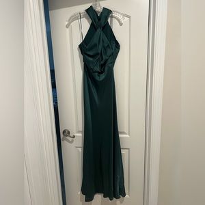 Emerald Green Satin Dress